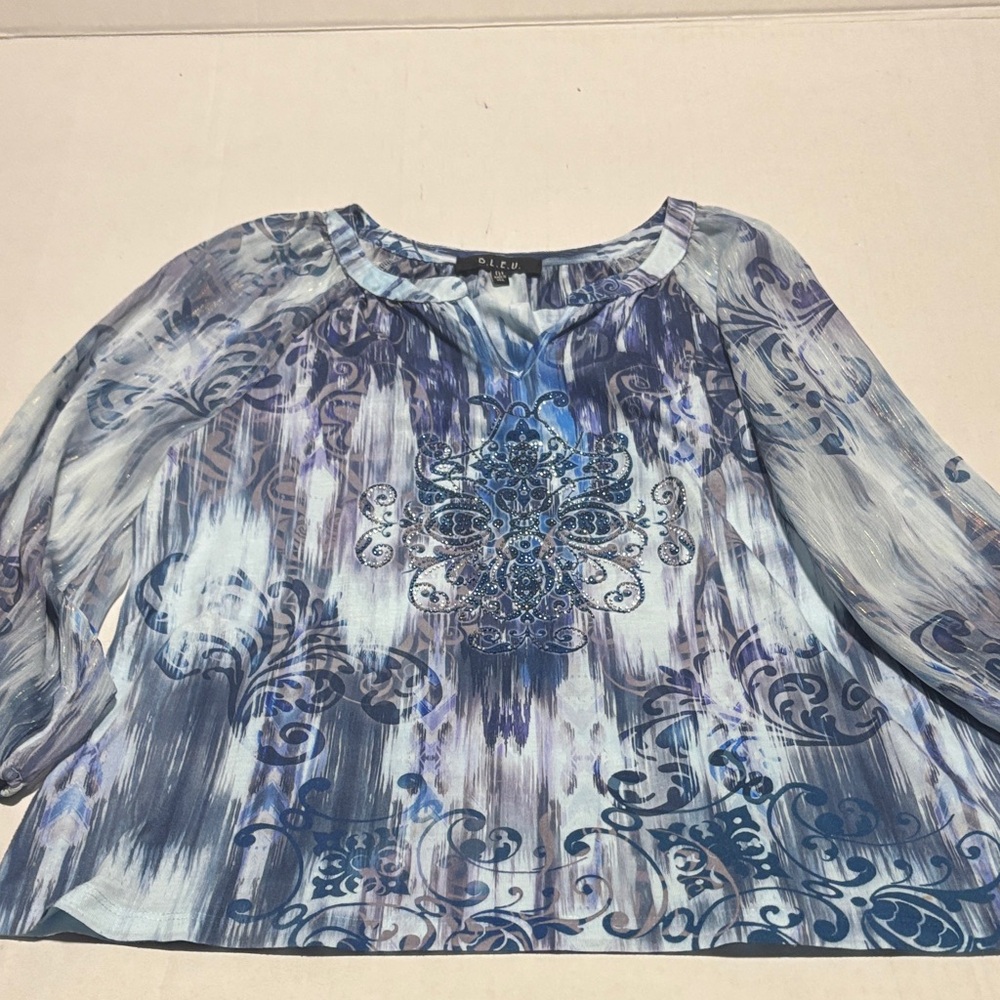 Elegant Blue and White Women's Blouse
